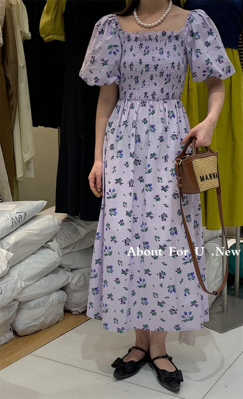 [about for u] Korean style square collar floral dress 66235\zxx