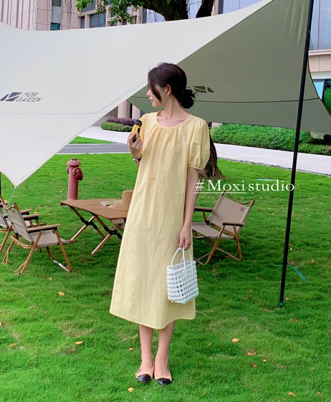[Moxi] Korean version simple back bandage dress 6855-\xj