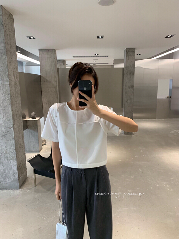 [neihe] design sense three-dimensional decorative short sleeve T-shirt 22227\zxx