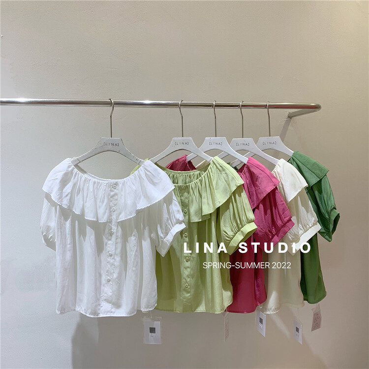 [Lina] gentle one shoulder shirt ys1-9102\zxx