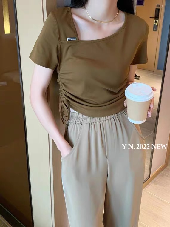 [as eschamp] Pullover versatile solid short sleeve T-shirt 253\wtt