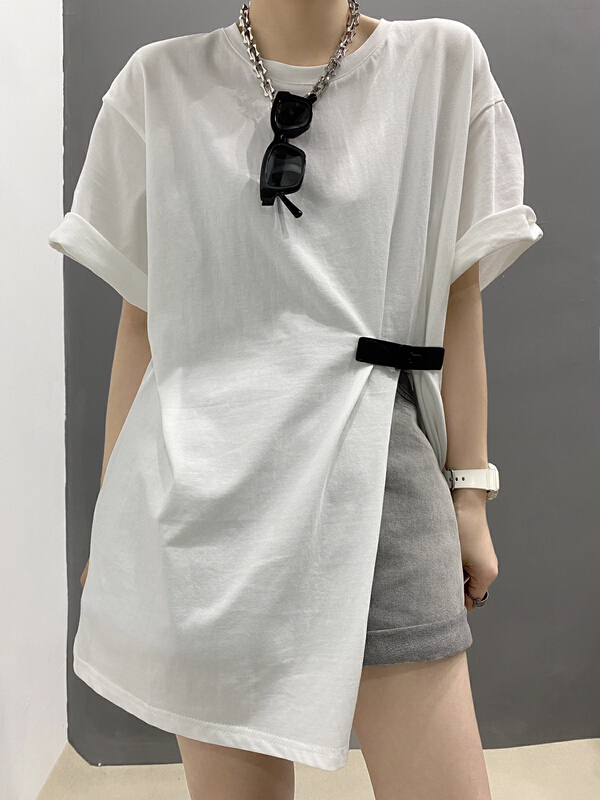[T.Y tangyuanjia] Korean version design leather button short sleeve T-shirt 2012-1\ozq
