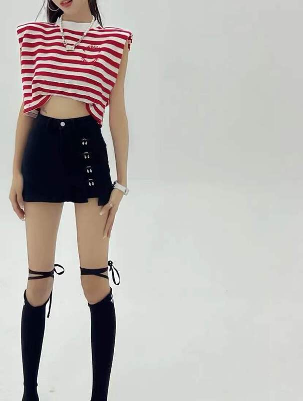 [Muxi] Korean style versatile breasted Hip Wrap Skirt 6037\wpl