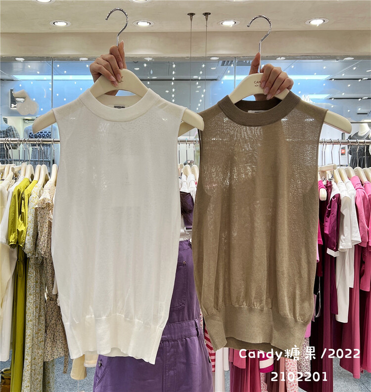 [candy] loose and versatile knitted vest / sling 2201\zjy