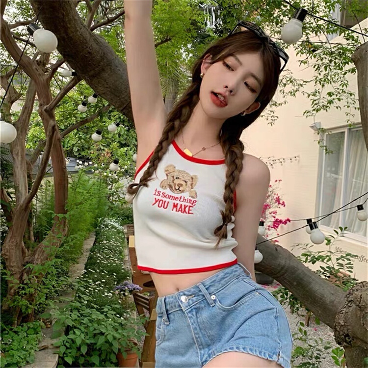 [goblin] bear letter embroidered suspender shirt 9727\wpl