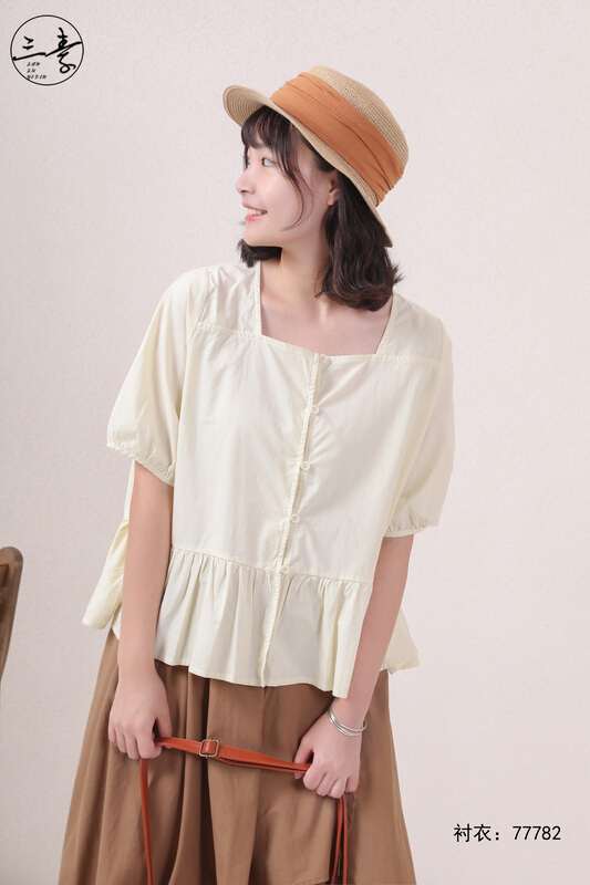 [original of three plain clothes] retro literary and artistic elegant lady blouse 77782\fhx