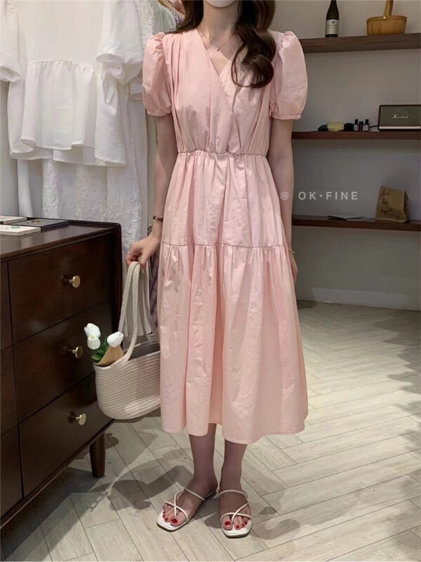 [OK fine] aging temperament and thin bubble sleeve dress 8027\zjy
