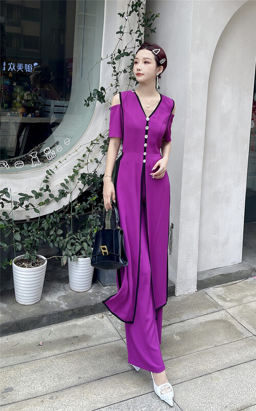 [Milan] casual button long shirt + basic versatile comfortable casual pants set 777\jj