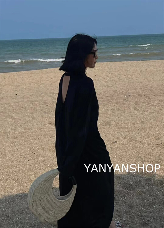 [Yanyan shop] casual simple solid loose long sleeve T-shirt 8100\hyy