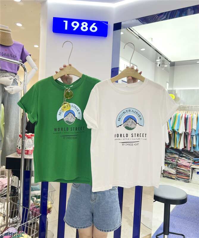 [1986] casual letter Hill print short sleeve T-shirt f2701\lsl