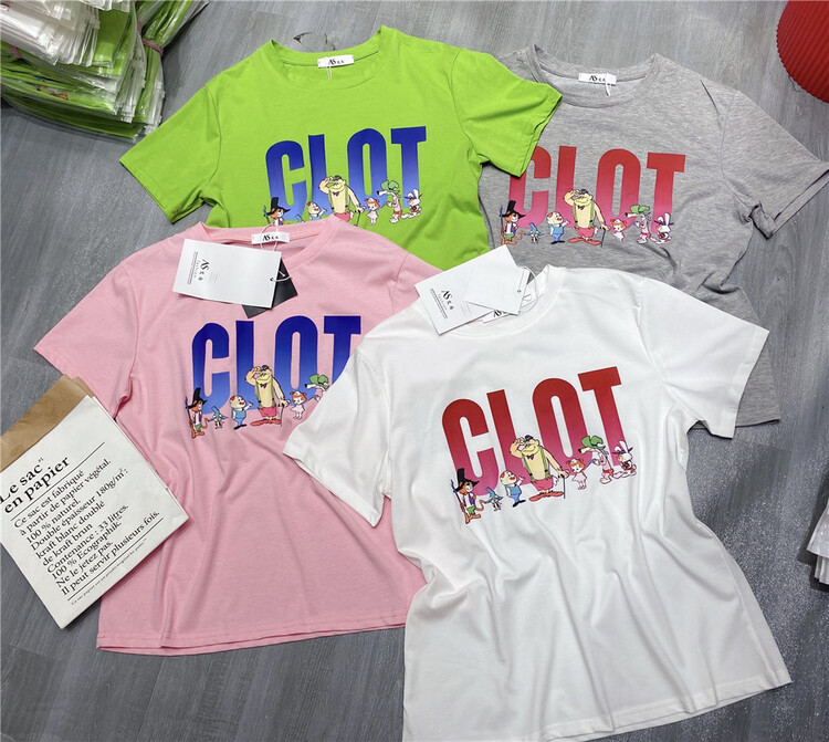 [as eschamp] letter printed Pullover short sleeve T-shirt 1005\wtt