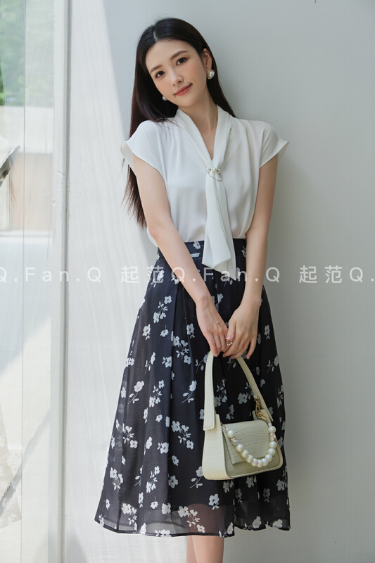 [style] versatile fashion floral pleated skirt f8815\jj