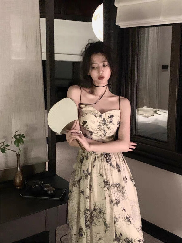 [Linna] French slim suspender color matching dress 124649\jj