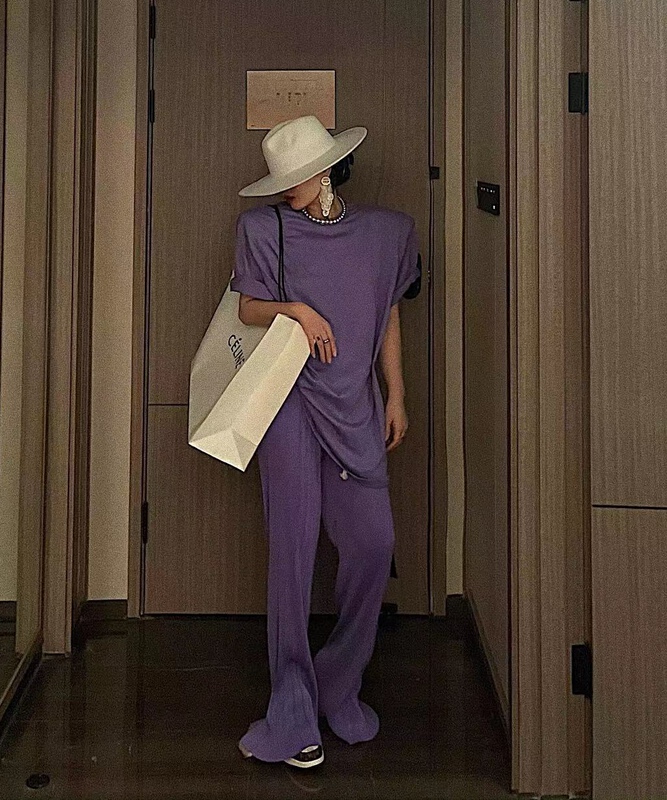 [buyer Yan Xuan - God of wealth] simple loose sleeve T-shirt with side buckle 1717\cl