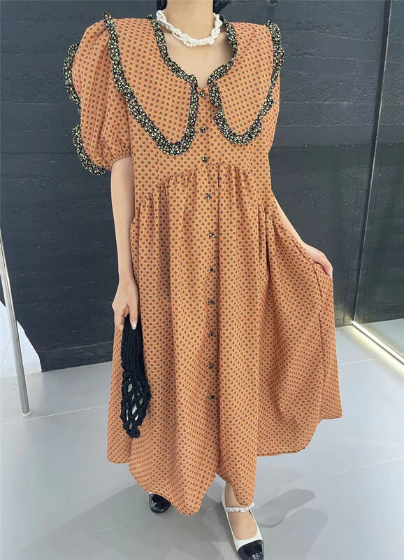 [rich rich] Vintage printed loose large lapel dress 9226\gyj