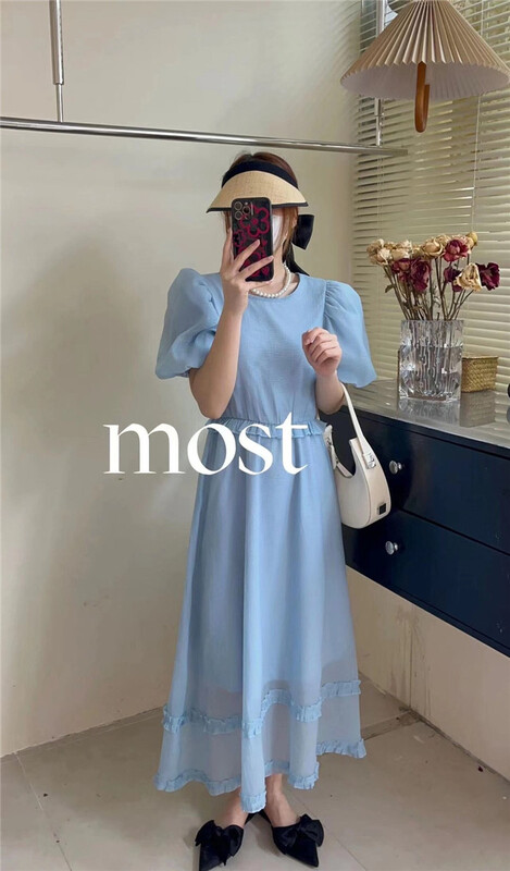 [Mr.Z] fresh and simple bubble sleeve dress 97250\zjy