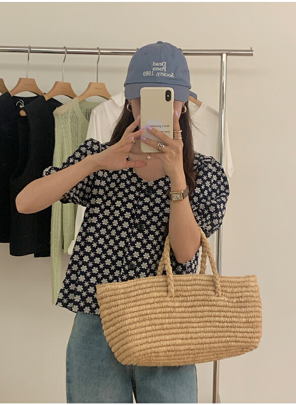 [the mind] Korean style round neck single breasted short sleeve shirt 60395\jhy