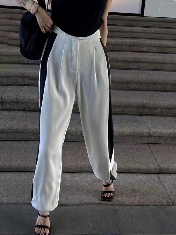 [Lala] personalized color blocking design loose fitting casual pants 3165\wtt