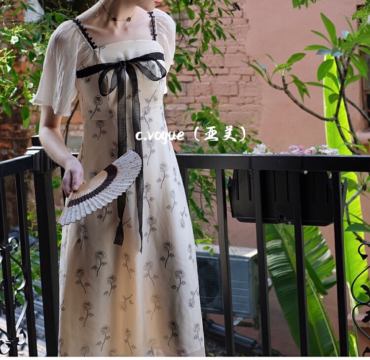 [c.vogue] French retro gentle one shoulder Sling Dress 3958\pcz