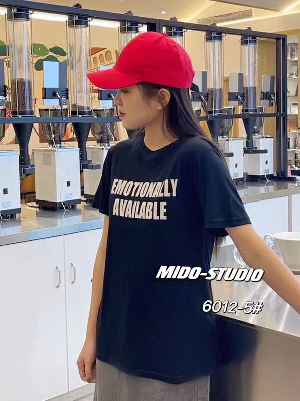[Mido] summer loose large lettered short sleeve T-shirt 6012-5\lsl