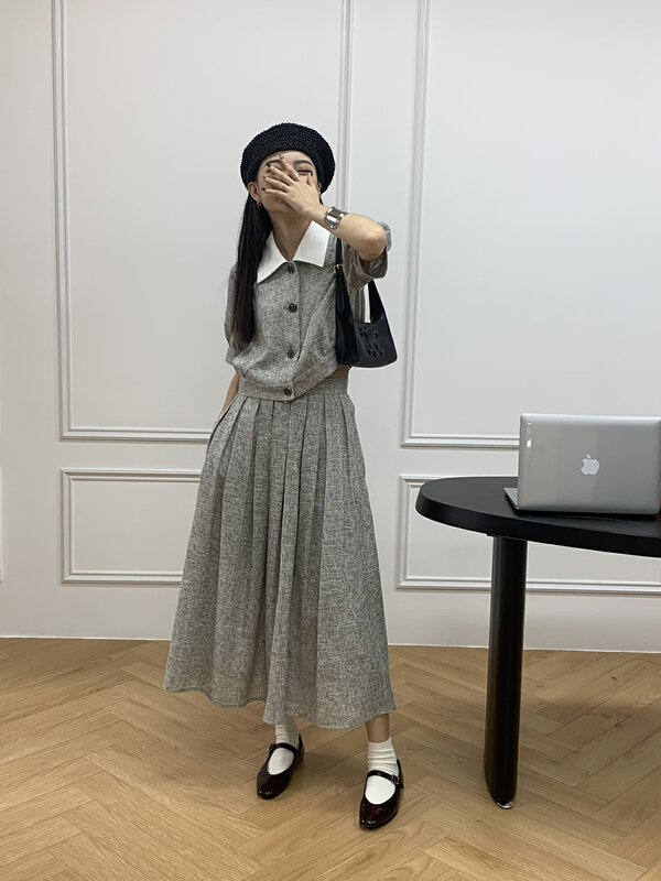 [onivinage Omni] fashionable small fragrance pleated skirt oh224d5712\cqw