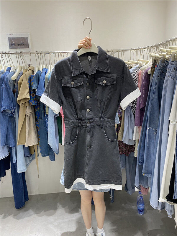 [GDN] color blocked denim dress f202\ozq