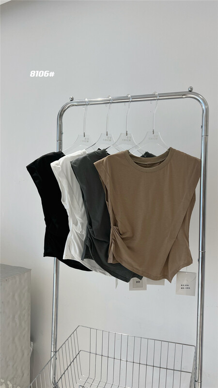 [2/2chicw] sleeveless solid color versatile short sleeve T-shirt 8106\pcz