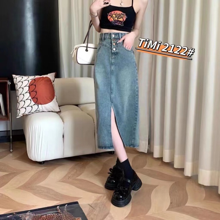 [TIMI] single breasted simple high waist skirt ys1-2122\lsw