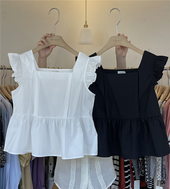 [seek peach] square neck sleeveless fresh and versatile shirt 5558\ll