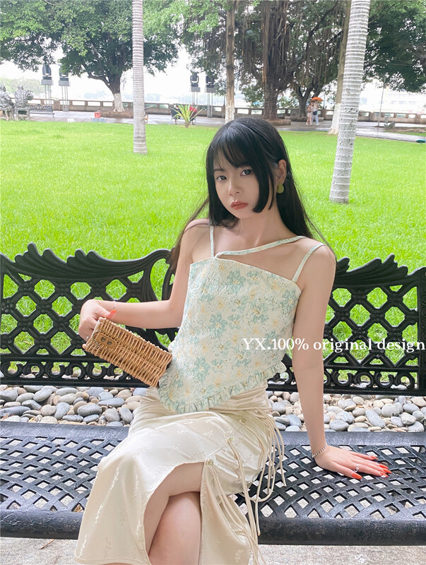 [YX] pure erotic little sexy irregular design floral vest / sling 8766\zjy