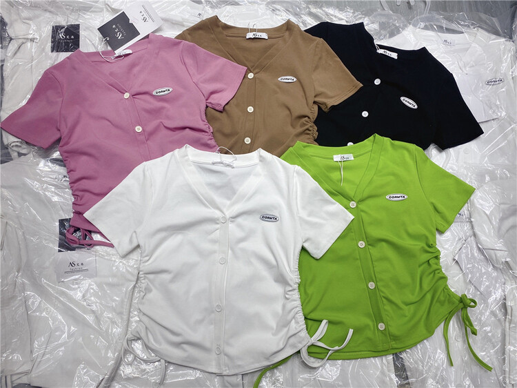 [as Aishan] V-neck button up drawstring shirt ys1-260\wtt