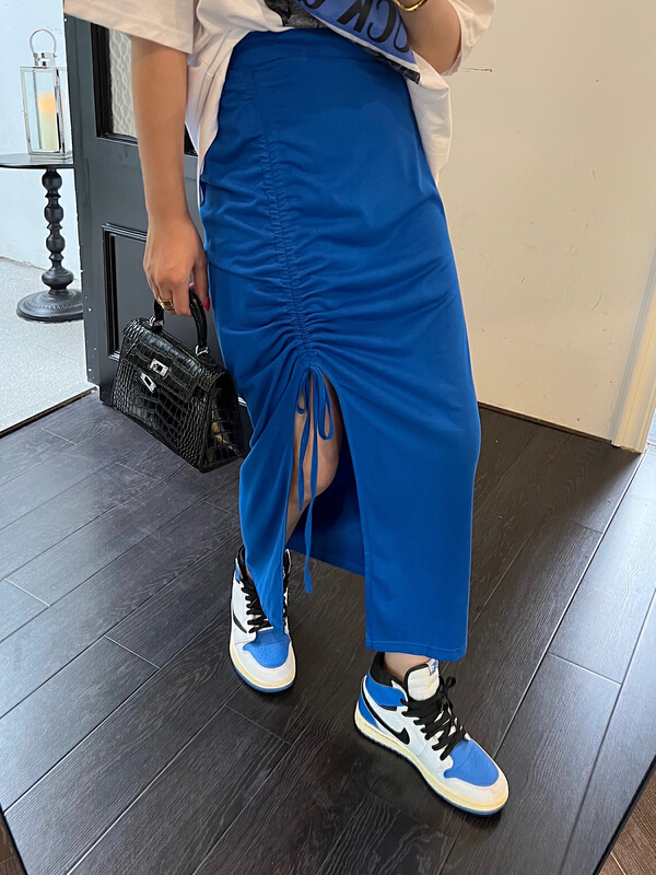 [f (x)] solid color simple drawstring skirt bq1216\ozq