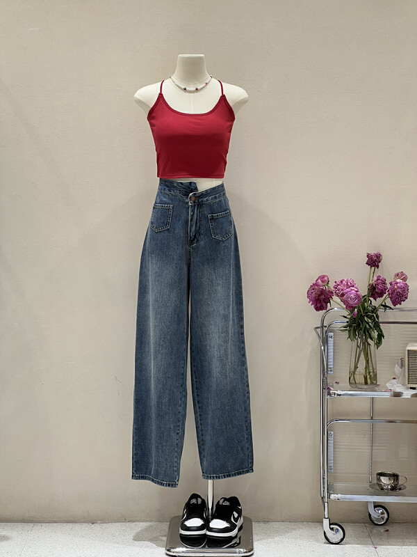 [kJ] Korean design feeling retro wash wide leg jeans 2902\zxl