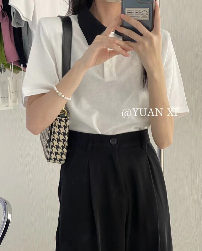 [Yuanxi] polo collar casual commuting versatile short sleeve T-shirt 3064\lsl