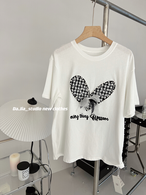 [Dajia] Korean fashion embroidery versatile short sleeve T-shirt 22392\zxx