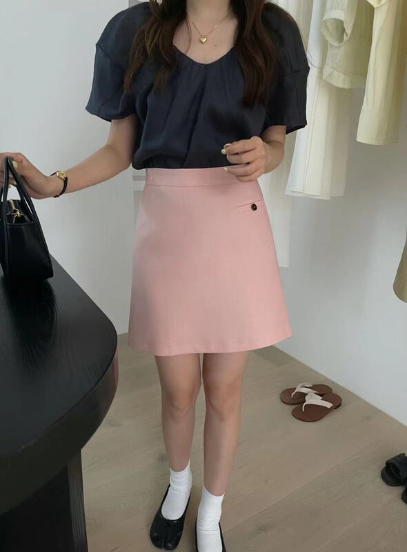 [wanna] solid color versatile Korean skirt 89189\zxl