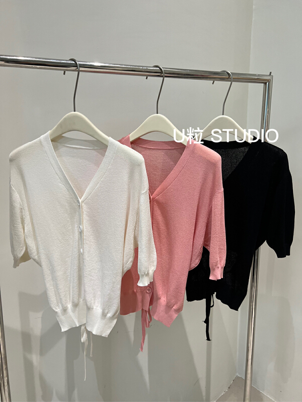 [U grain] Korean pure color short sleeve sweater 55027\fhx