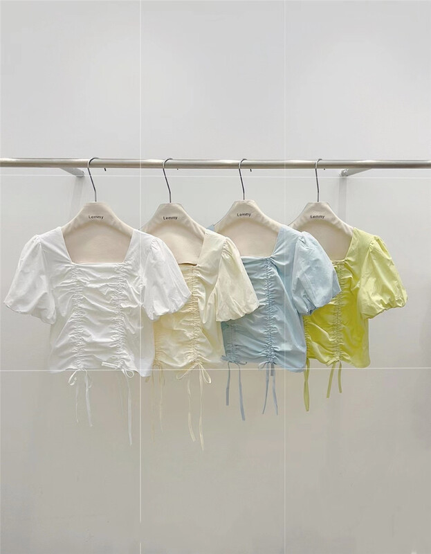 [Lemmy] Korean Ruffle Design Square Neck Shirt 8680\hbx