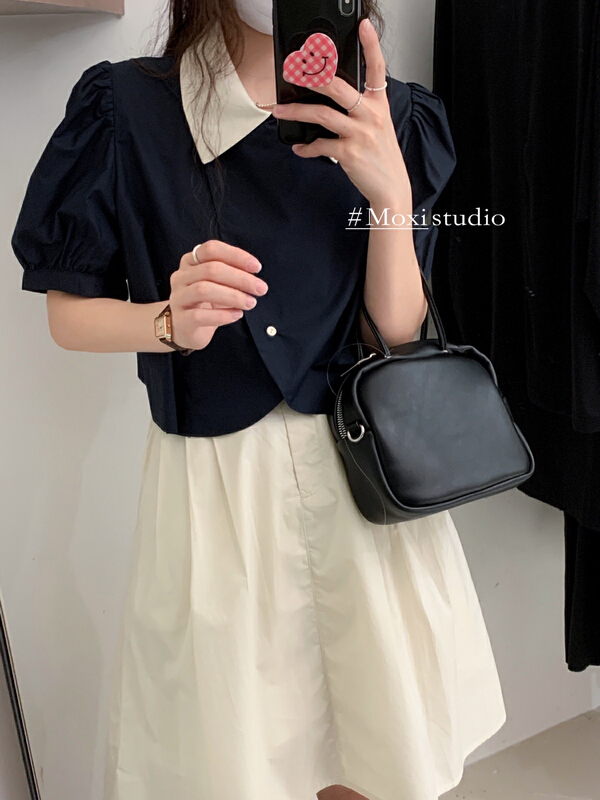 [Moxi] Korean simple and versatile shirt 56589\xj