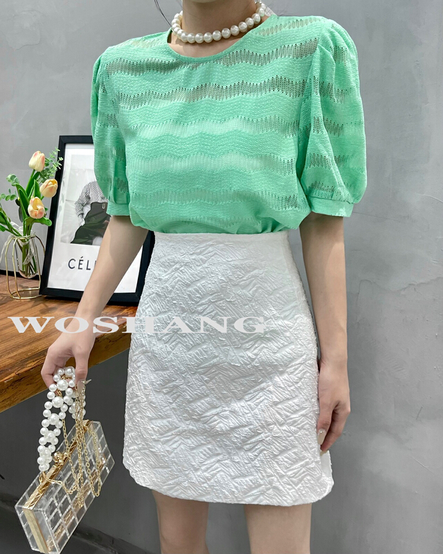 [woshang] jacquard slim skirt 1340\xyj