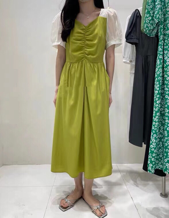 [Xiangli] Korean V-neck fake two piece design dress 8571\pcz