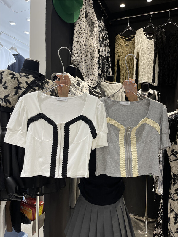 [web sensing] simple zipper color matching shirt a0912\ozq