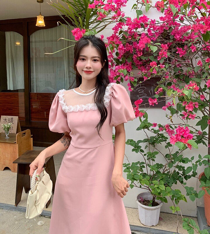 [Xiangli] gentle mesh stitched dress 8572\pcz