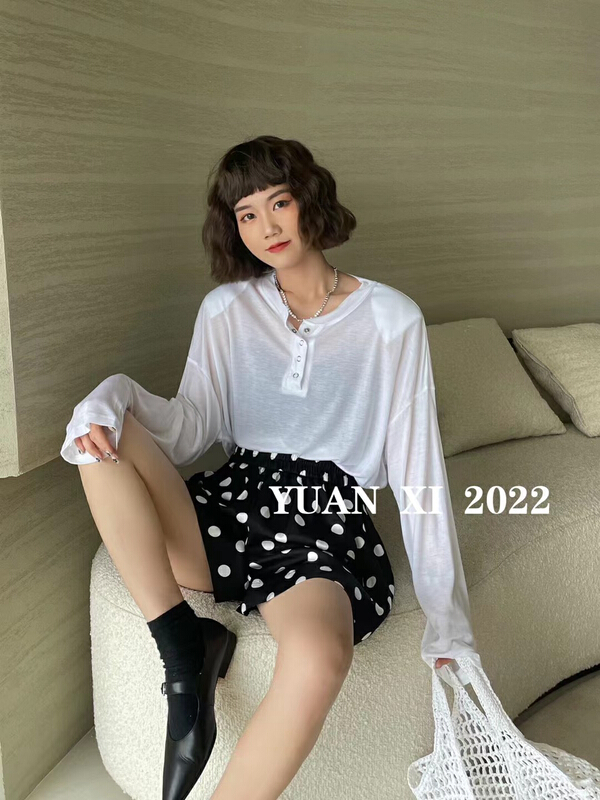 [Yuanxi] Korean loose and versatile long sleeve T-shirt ys1-692\lsl