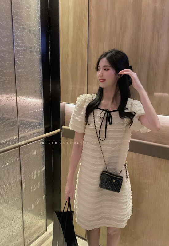 [forever23] Korean style small fragrance color contrast dress a2098\hjy