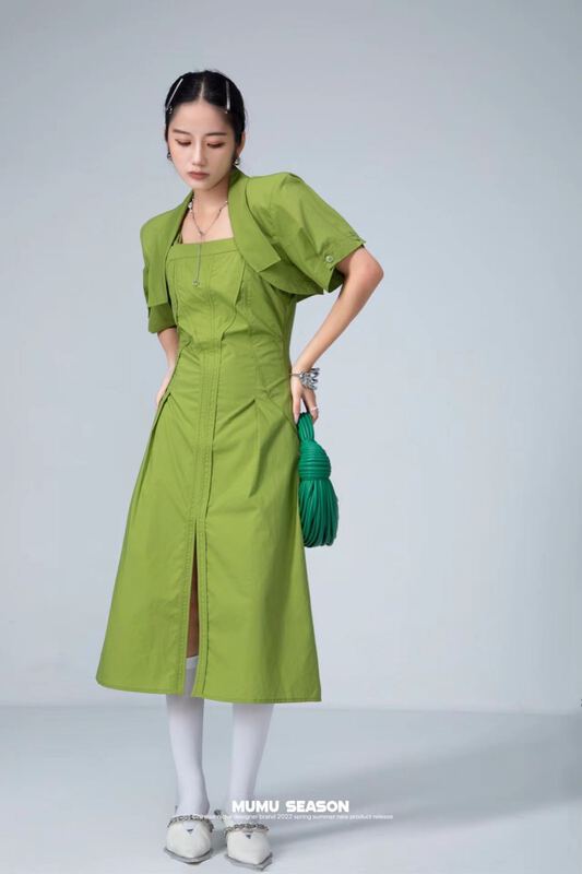 [Mumu season] personalized fashion shawl + suspender sexy dress set 2538\zxl
