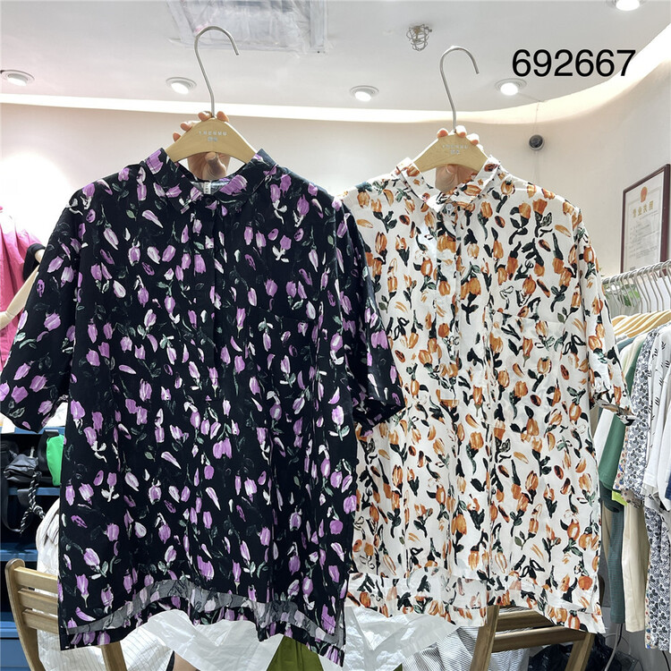 [twenty printed wood] single breasted floral comfortable shirt 692667\l