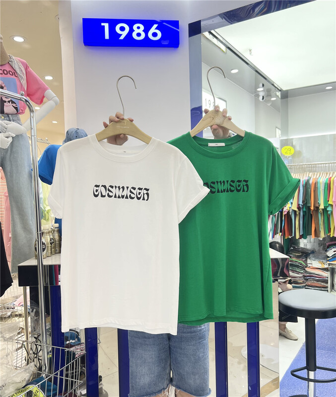 [1986] letter print comfortable short sleeve T-shirt f1703\lsl