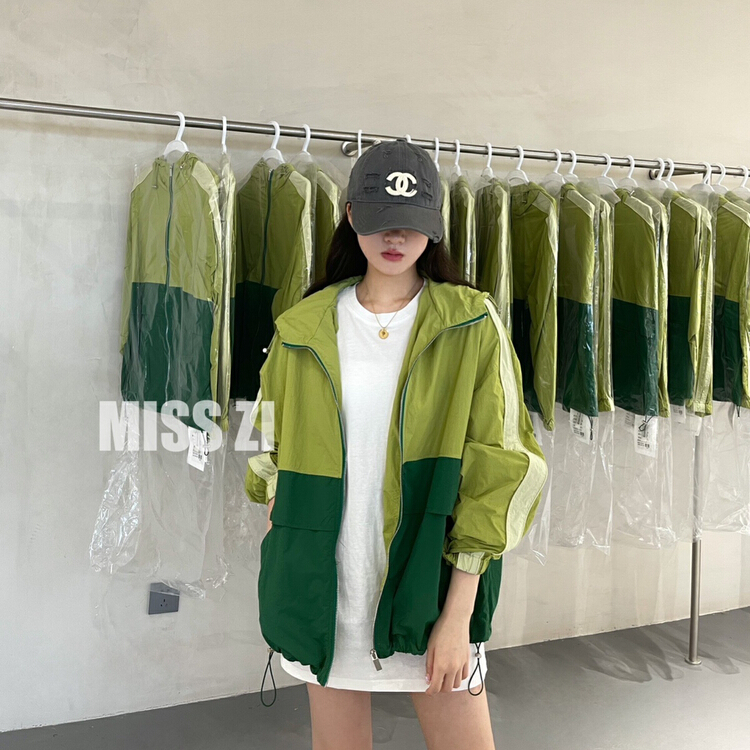 [miss Zi] color blocked casual versatile sunscreen shirt 3006\cqw
