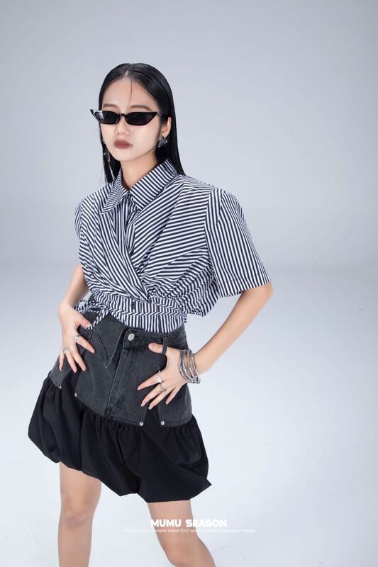 [Mumu sea] design sense fashion temperament shirt 2563 \zxl
